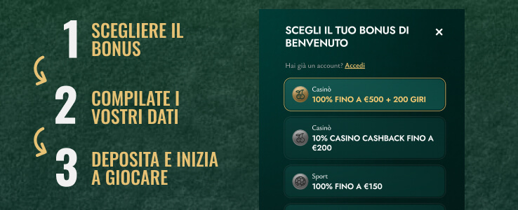 fasi registrazione cashed casino